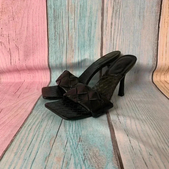 Black charlotte russe open toe slip on high heel sandals square toe - Picture 1 of 9
